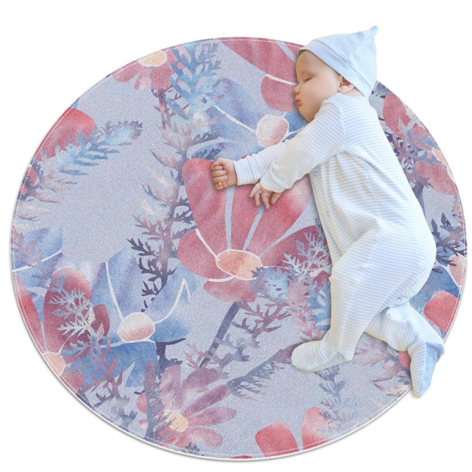 Tapis de salle de bain antidérapant et paillasson floral rond pour chambre