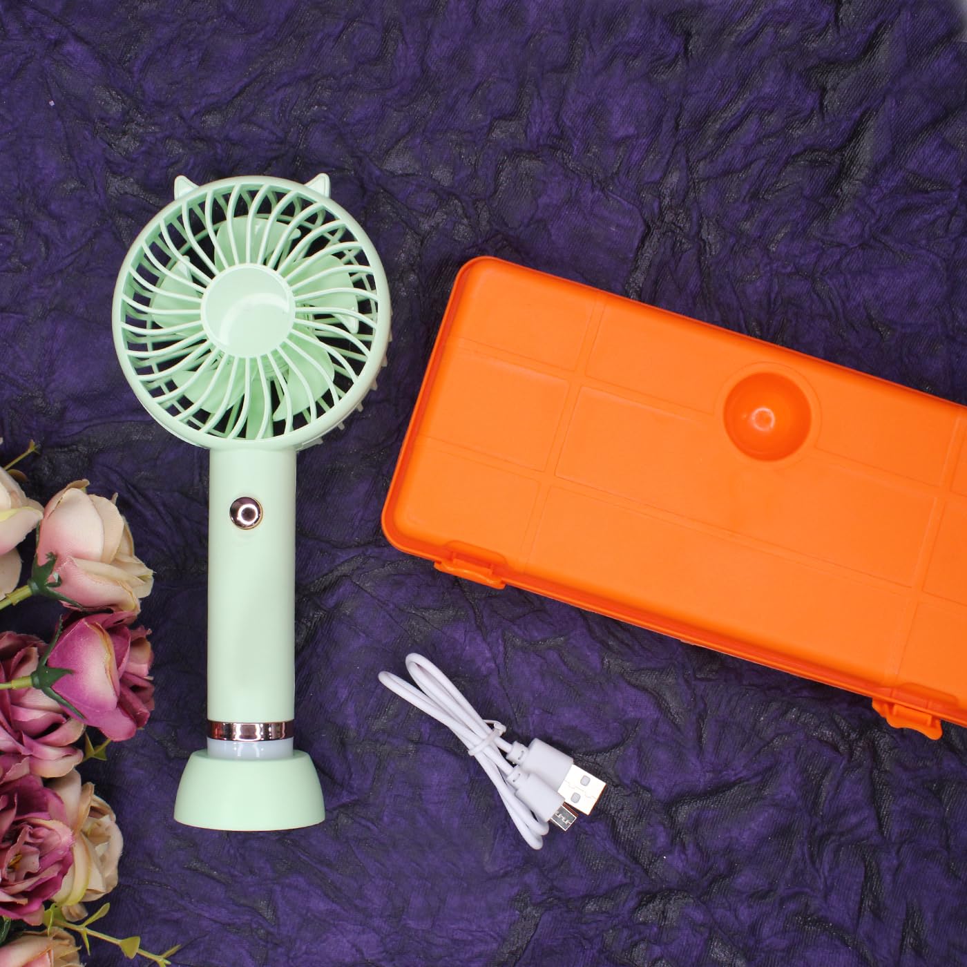Raaya Portable Handheld hand Mini Fan High Speed Rechargeable Fan With Led Stand For Makeup Home, Travel Car & Office Use (B0CYBRX48P) Amazon Price History, Amazon Price Tracker
