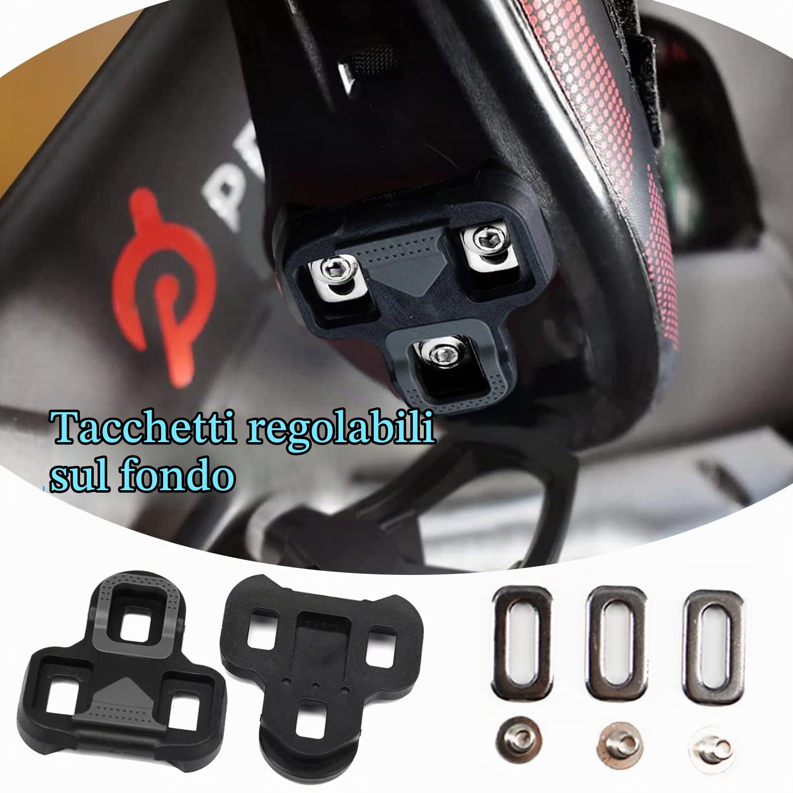 XZEIT Tacchette per Bicicletta KEO compatibili con Look Cleats (4,5° Gradi), tacchette per Bicicletta compatibili, tacchette per Bici da Strada Indoor Outdoor per Donna e Uomo e Scarpe da Ciclismo