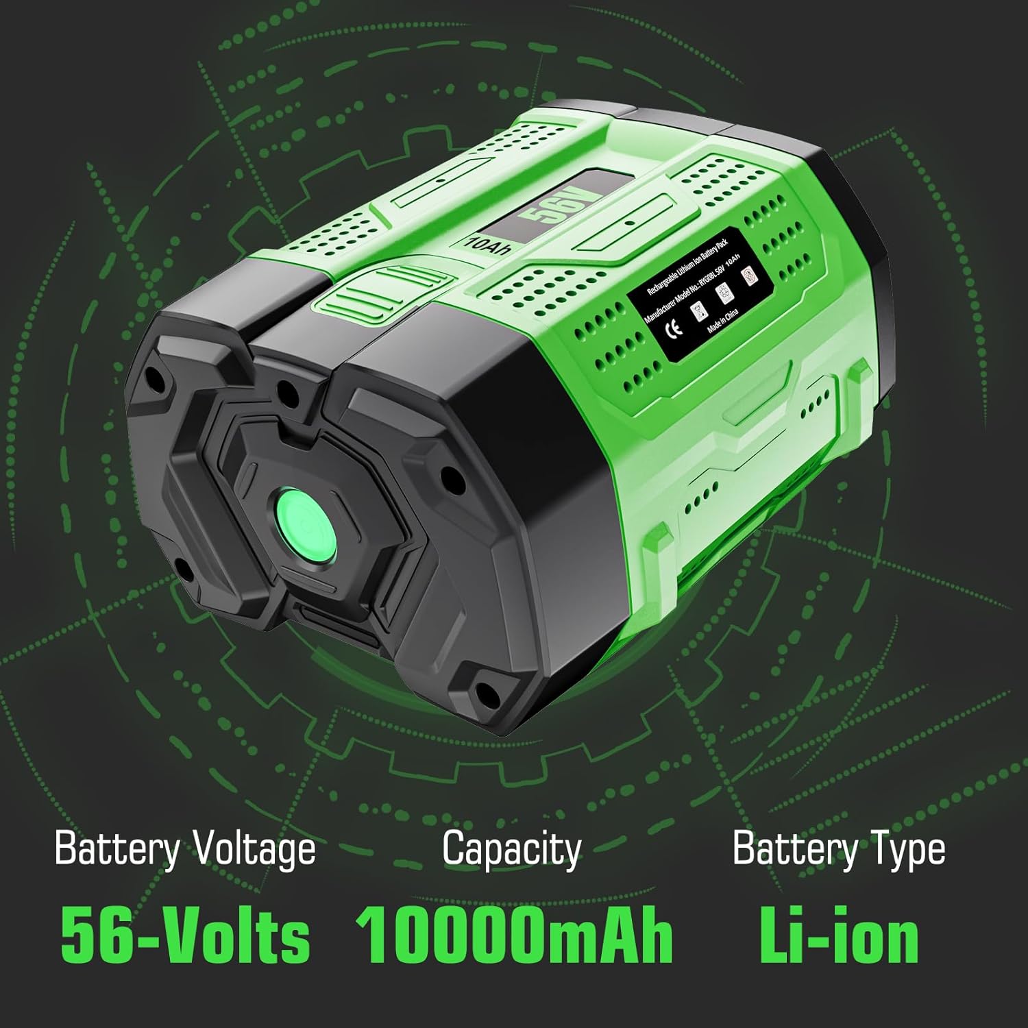 2Pack 56V 10.0Ah Replacement Battery Compatible with EGO 56V Battery Compatible with EGO 56 Volt 10000mAh BA2800 BA4200 CS1604 CS1804 CS1403 HT2400 LB6504 LB5804 LB6500 LB4800 Power Tool (10.0-2Pack) - Image 2