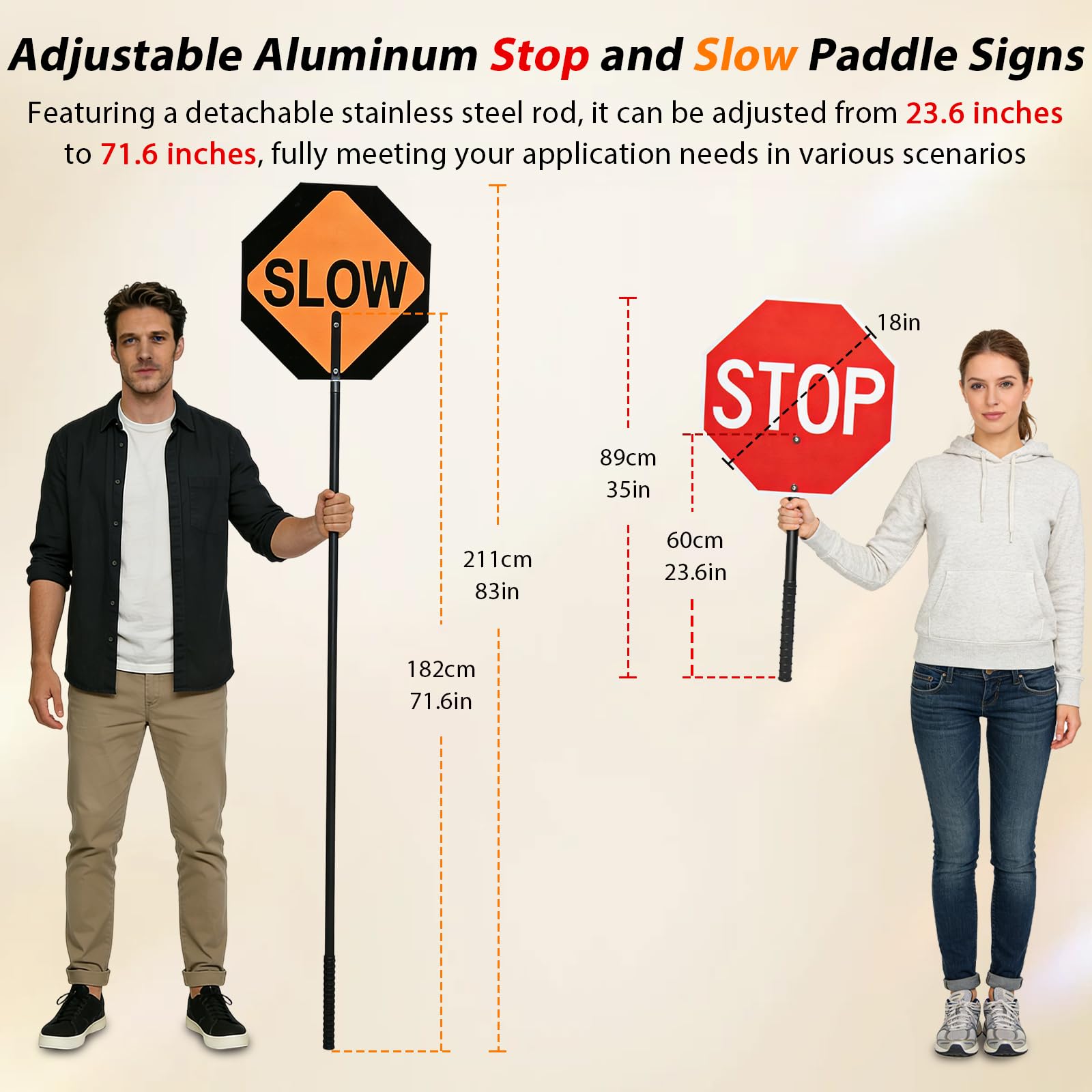 Reflektierende Schilder "Stop Slow Paddles", 45,7 x 45,7 cm, 2 Stück