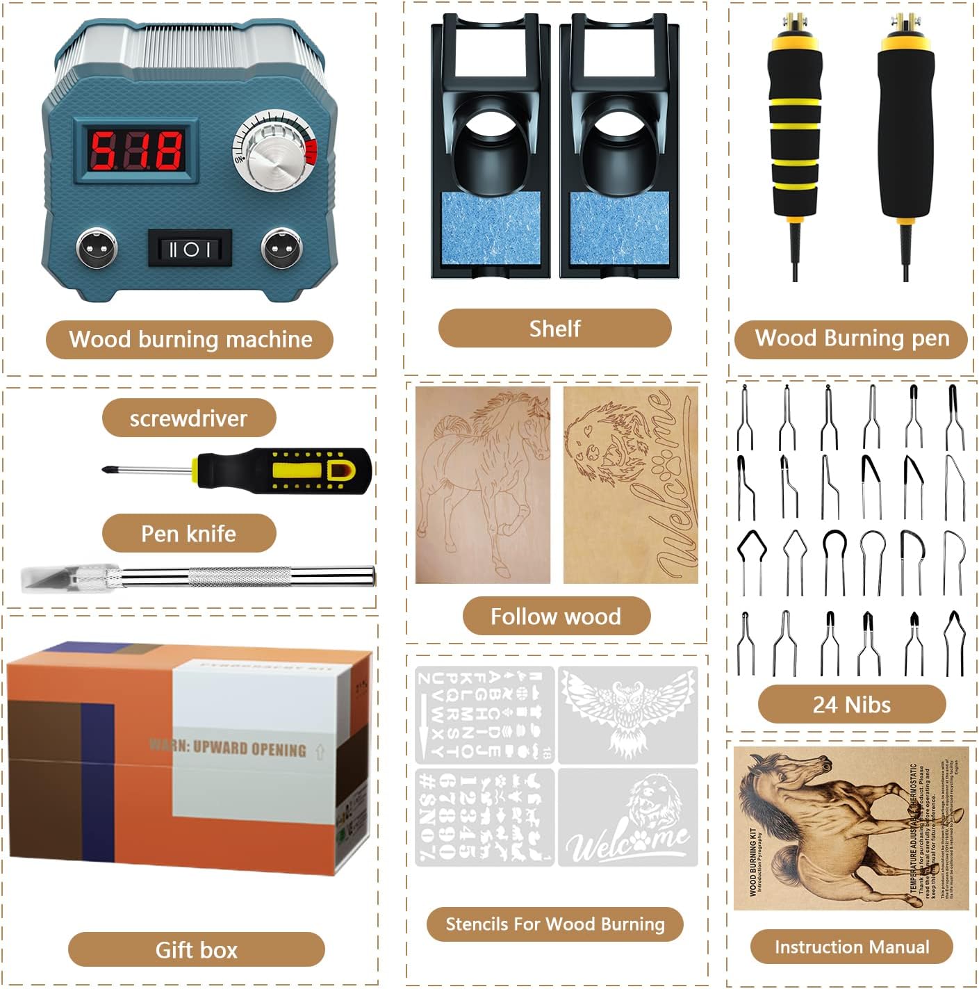 Buy Wood Burning Kit, Digitally Adjustable Temperature Pyrography Pen