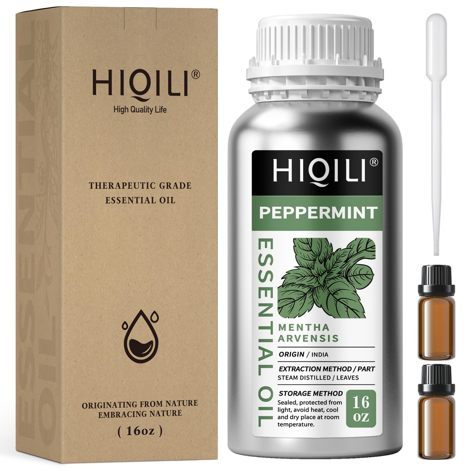 HIQILI Peppermint Essential Oil 16 Fl Oz | Natural Aromatic Oil for Air Freshening & DIY - main product image
