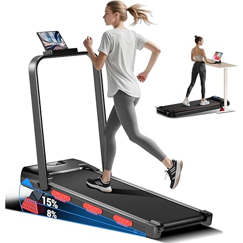 3-in-1 Walking Pad with 15% Incline 2.5HP Foldable Walking Pad Treadmill Under Desk 0.6-6.2MPH Compact Small Treadmills for Home 300LBS with Romote Control