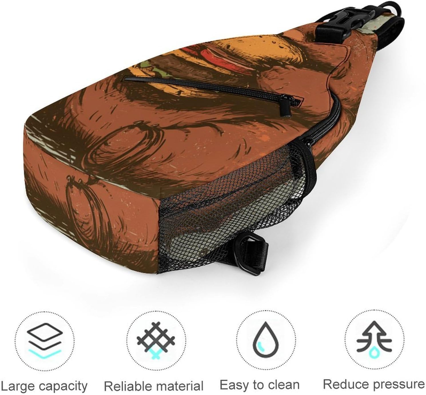 Brown Bear Sling Crossbody Bag Lightweight Chest Shoulder Backpack for Outdoor Sports