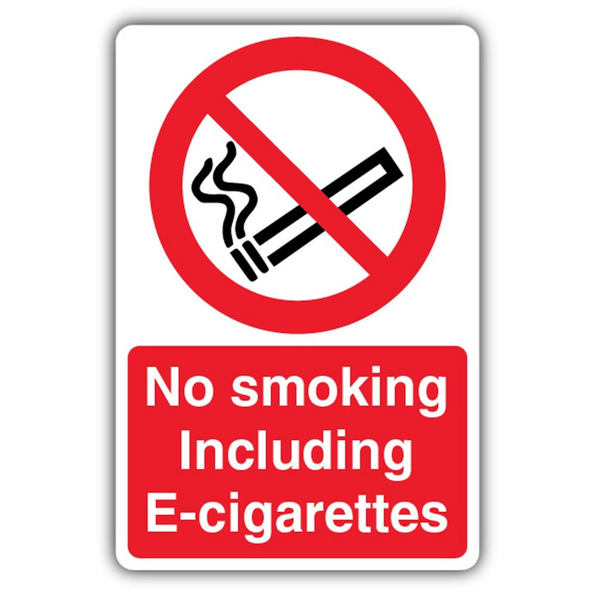 Cartello "V Safety No Smoking Including E-Cigarettes" – 450 x 600 mm – in plastica rigida super resistente da 2 mm – Segnaletica di divieto – Made in Britain
