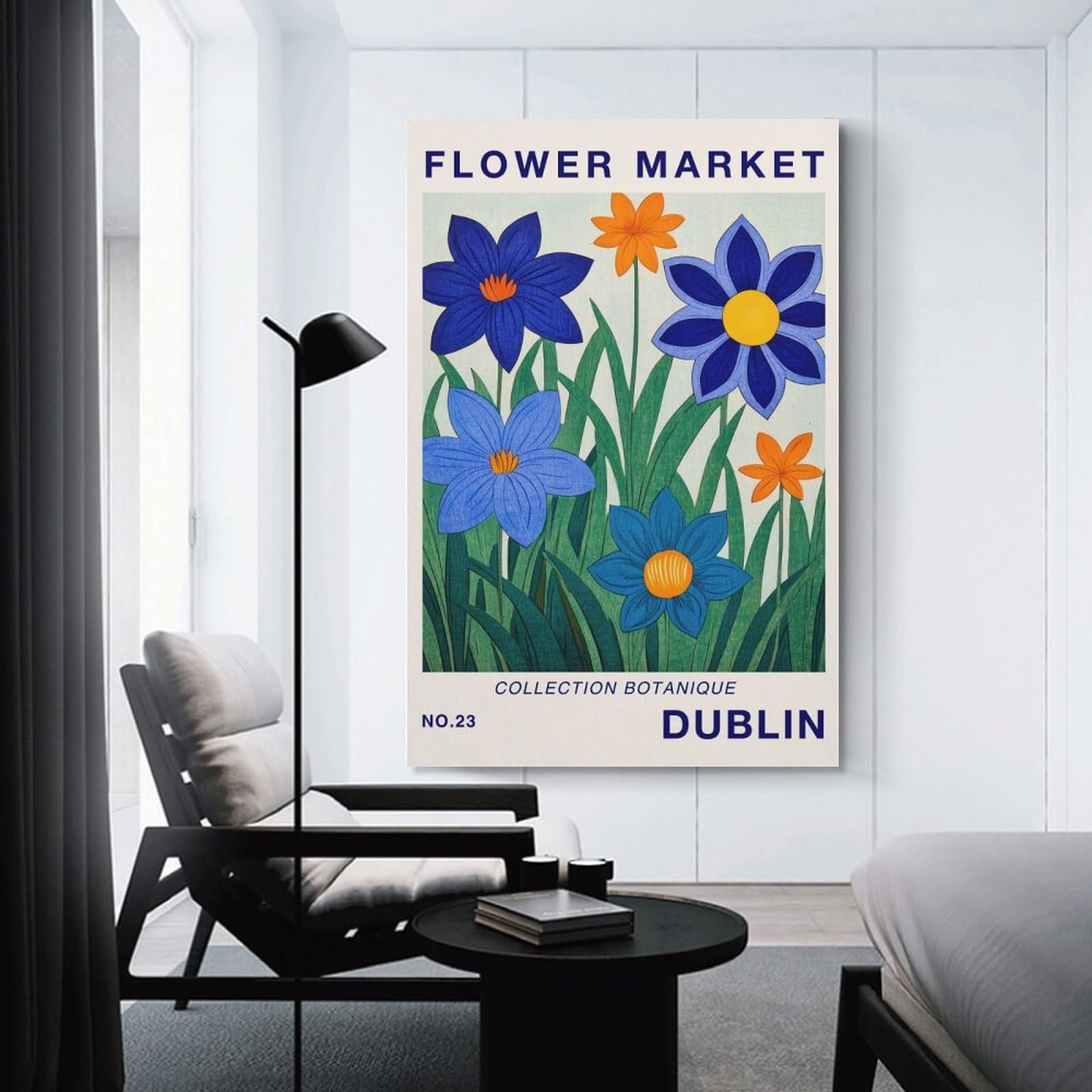 Junmoney Canvas Wall Decor Dublin Flower Market Print, 20x30inch(50x75cm), for Lounge Decor, Bedroom Walls Or Flats, Eye Catching Artwork for Blank Walls