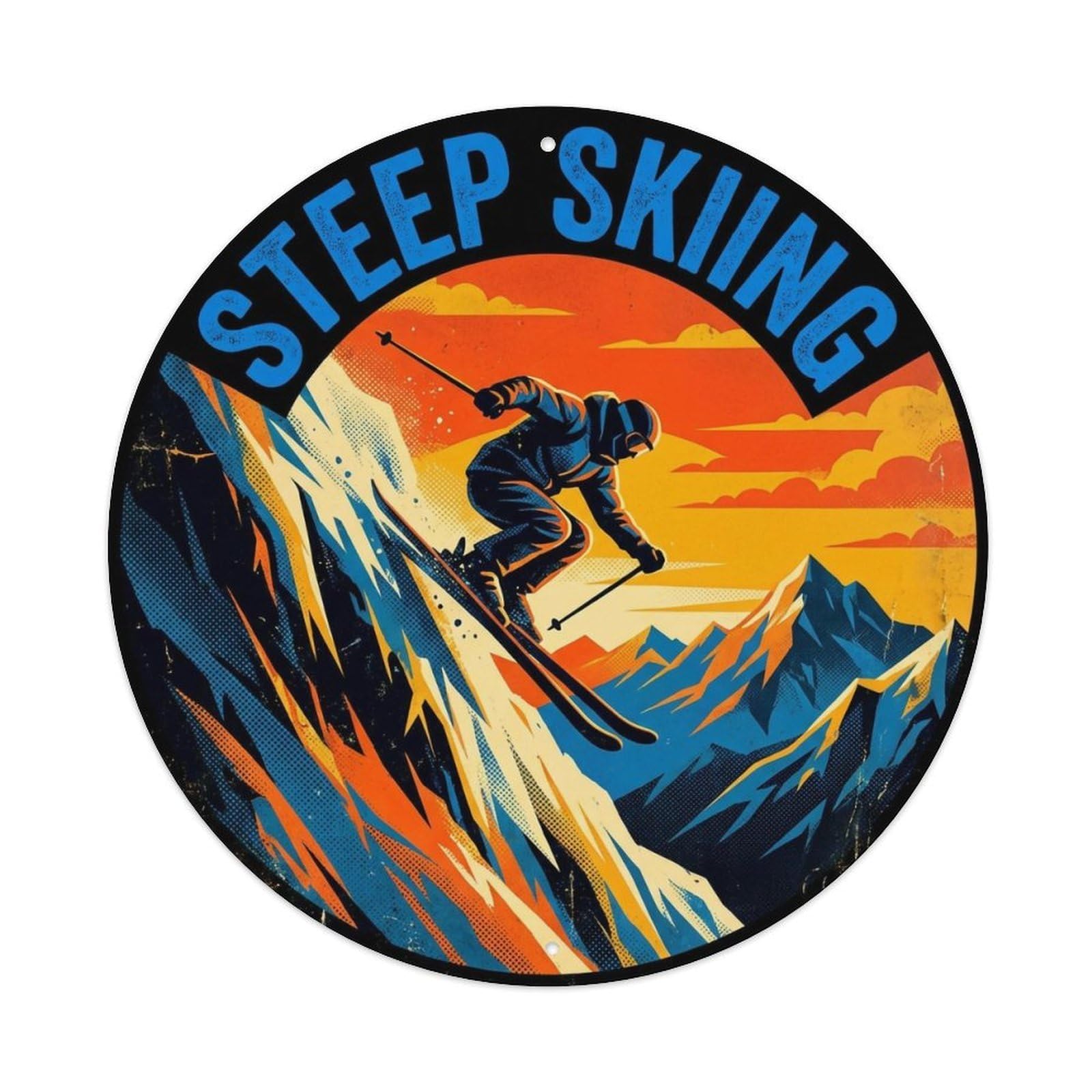 Vintage Steep Skiing Extreme Sports Metal Tin Sign