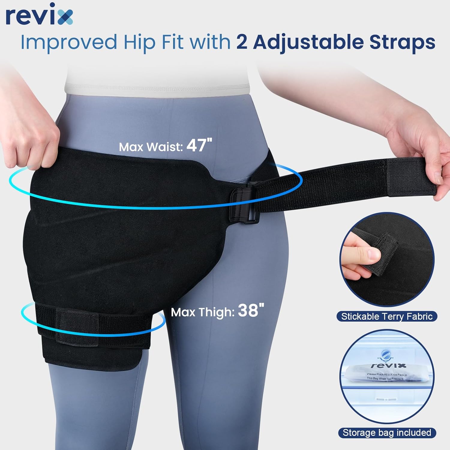 REVIX Extra Large Reusable Ice Packs for Hip Replacement, Gel Cold Packs for Flexor Discomfort Relief, Surgery Recovery Supplies, Set of 2