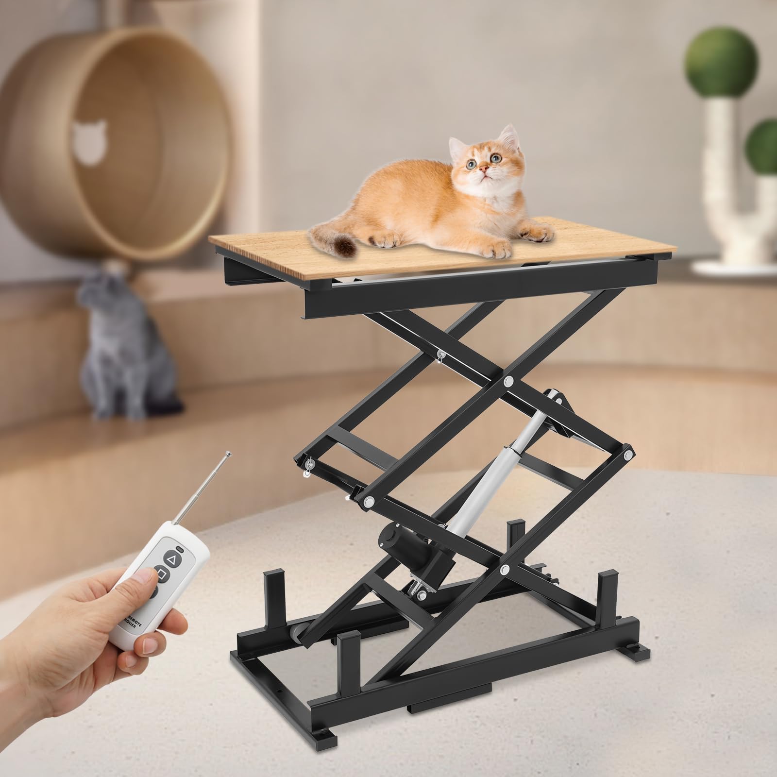 Plataforma elevadora eléctrica de 63,5 kg de carga, mesa elevadora de tijera con mando a distancia, elevador de mesa de centro eléctrico, altura regulable de 26,5 a 127 cm, para manipulación
