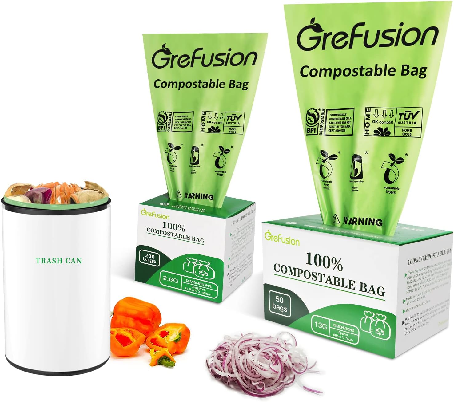 GreFusion Compostable Bags,13 gallon 50 count Large Kitchen