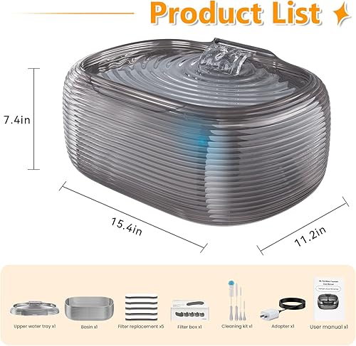 Miniatura 7 de JMICOW - Fuente de agua para perros grandes, fuente de agua para perros grandes, fuente de agua para mascotas, con 5 filtros de repuesto y 4