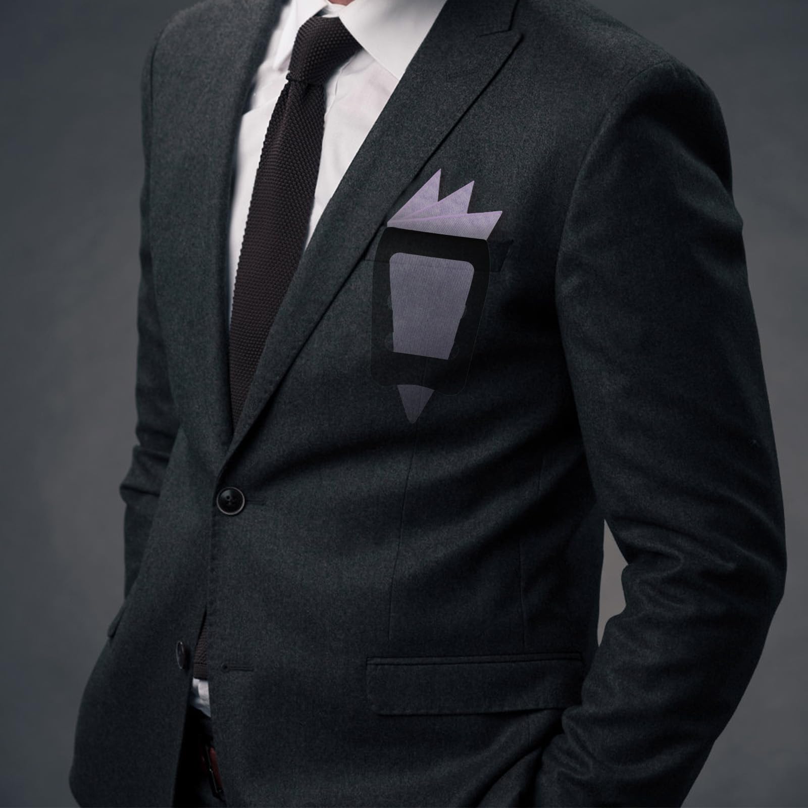 GHTIYLP Cotton Men's Handkerchiefs Solid Color Handkerchief for Men with Pocket Square Holder for Wedding Daily Party (Lavender)