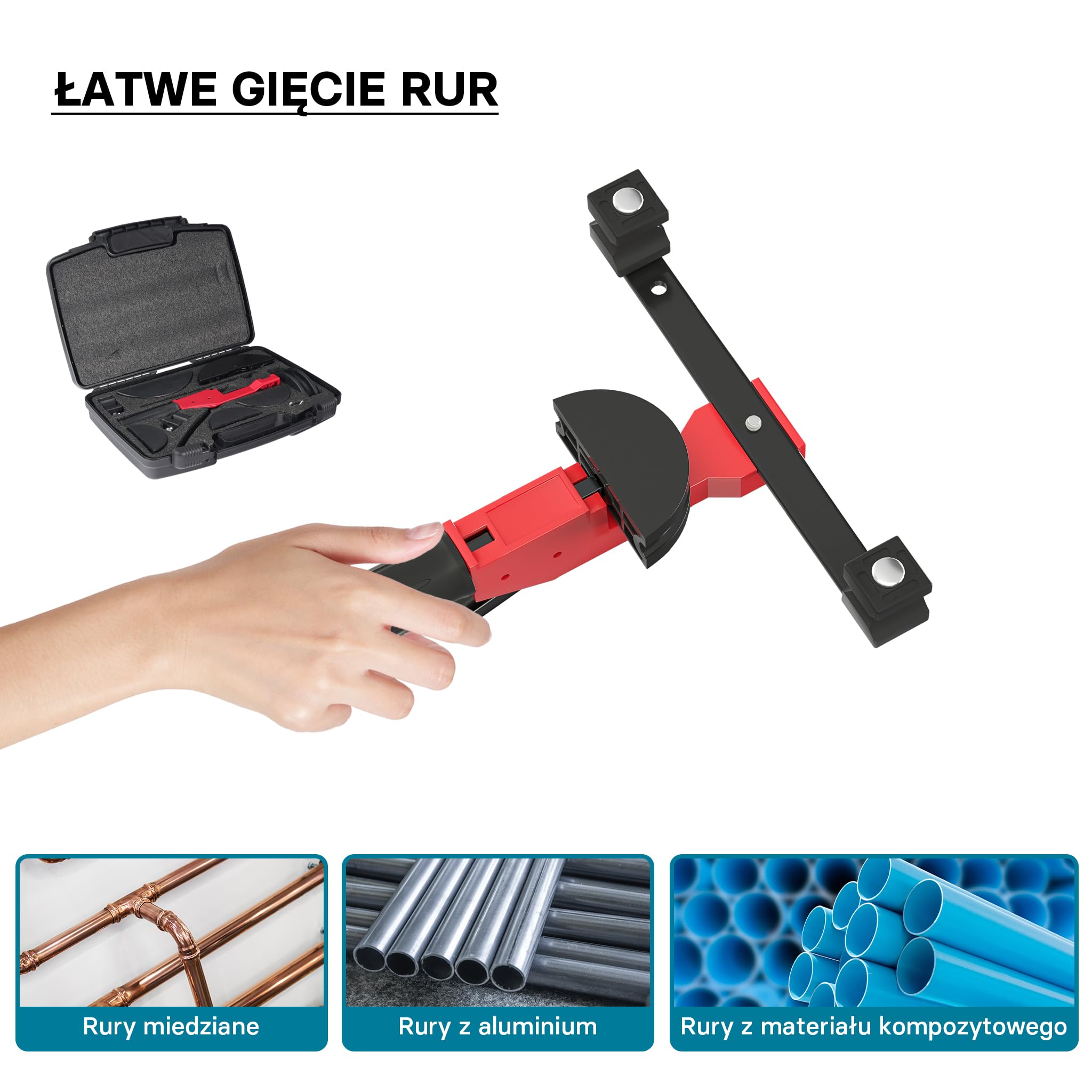 Wiltec Giętarka do rur ręczna, do średnic 14-32 mm i do kąta maks. 90°, nadaje się do rur aluminiowych, miedzianych i plastikowych