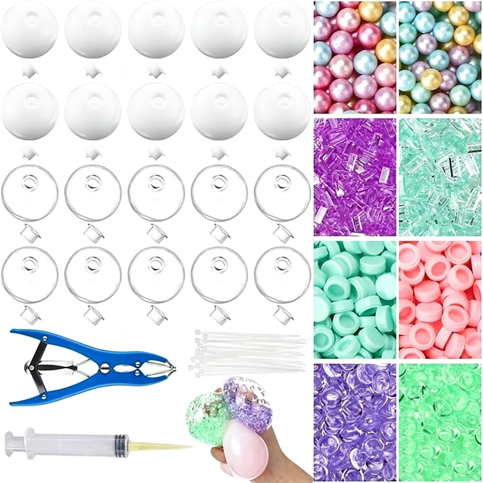 Squishy Making Kit,Diy Empty Stress Ball Skins,Diy Custom Squish-y Maker Set With 6-Color Filling Beads And Tools For Sensory Crafting,Desk Office Stress Relief Ornament (J)