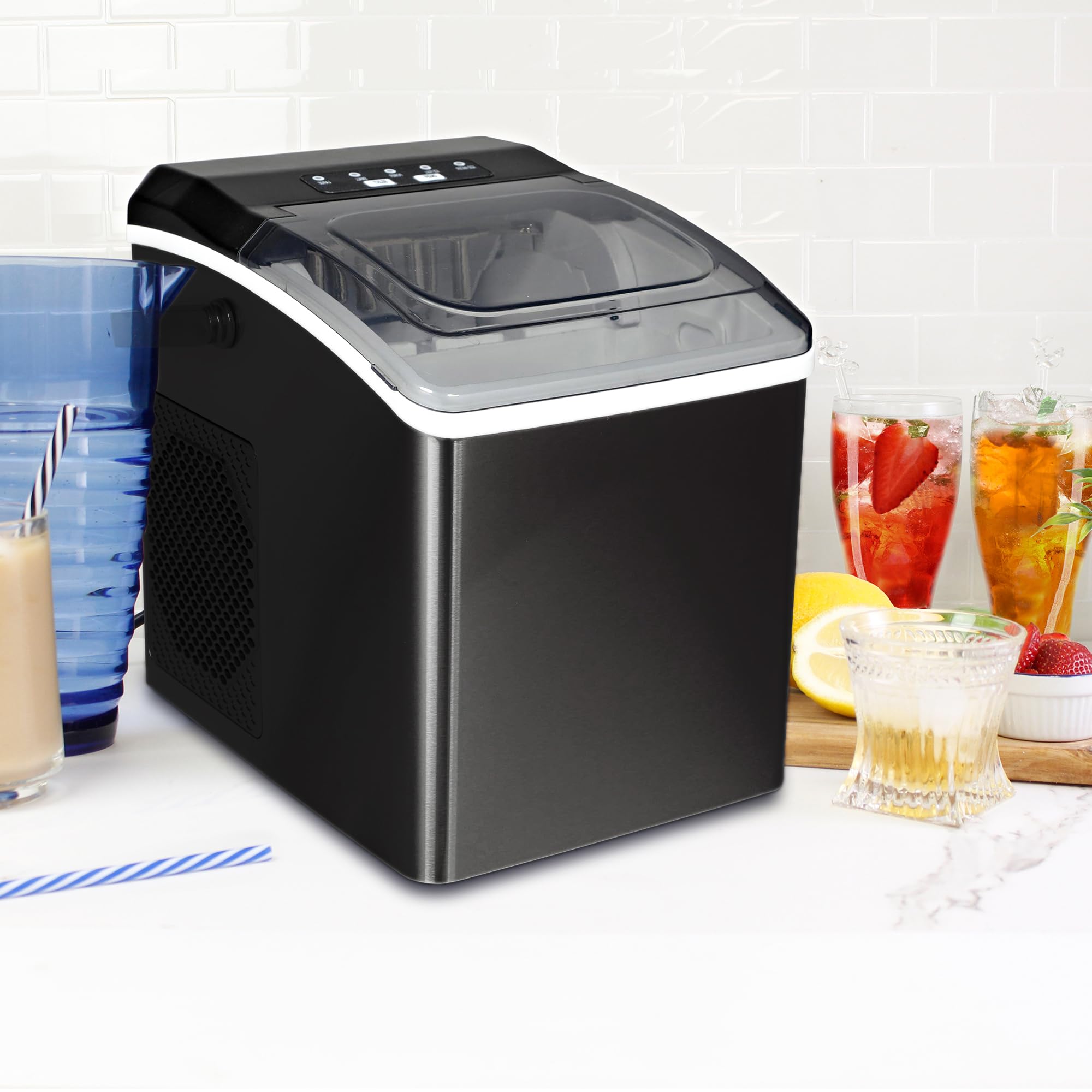 Koolatron Kim26-B Ice Makers Countertop, Portable Ice Maker, 26lbs/24hrs 9 Bullet Ice Cubes Ready In 7 Mins, Self-Cleaning Function, L&S Size, With Ice Scoop And Basket, Perfect For Party, Black on Fridge.com - View 2