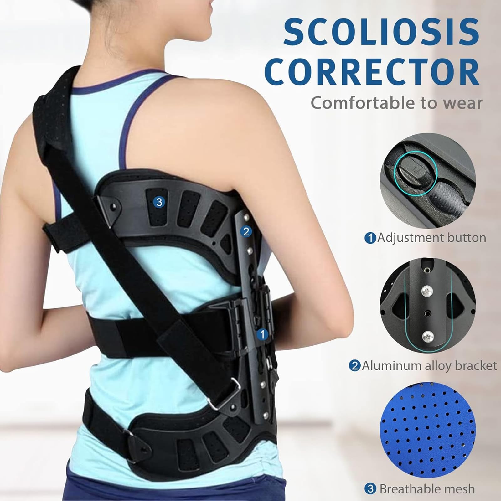 Amazon.co.jp: 脊椎補助装具、調整可能な側弯症姿勢矯正装置、側弯症後