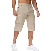 MIVEI Mens 15" Long Shorts Below Knee Capri Hiking Casual Cargo Short Zippers Pockets Quick Dry Lightweight Water Resistant