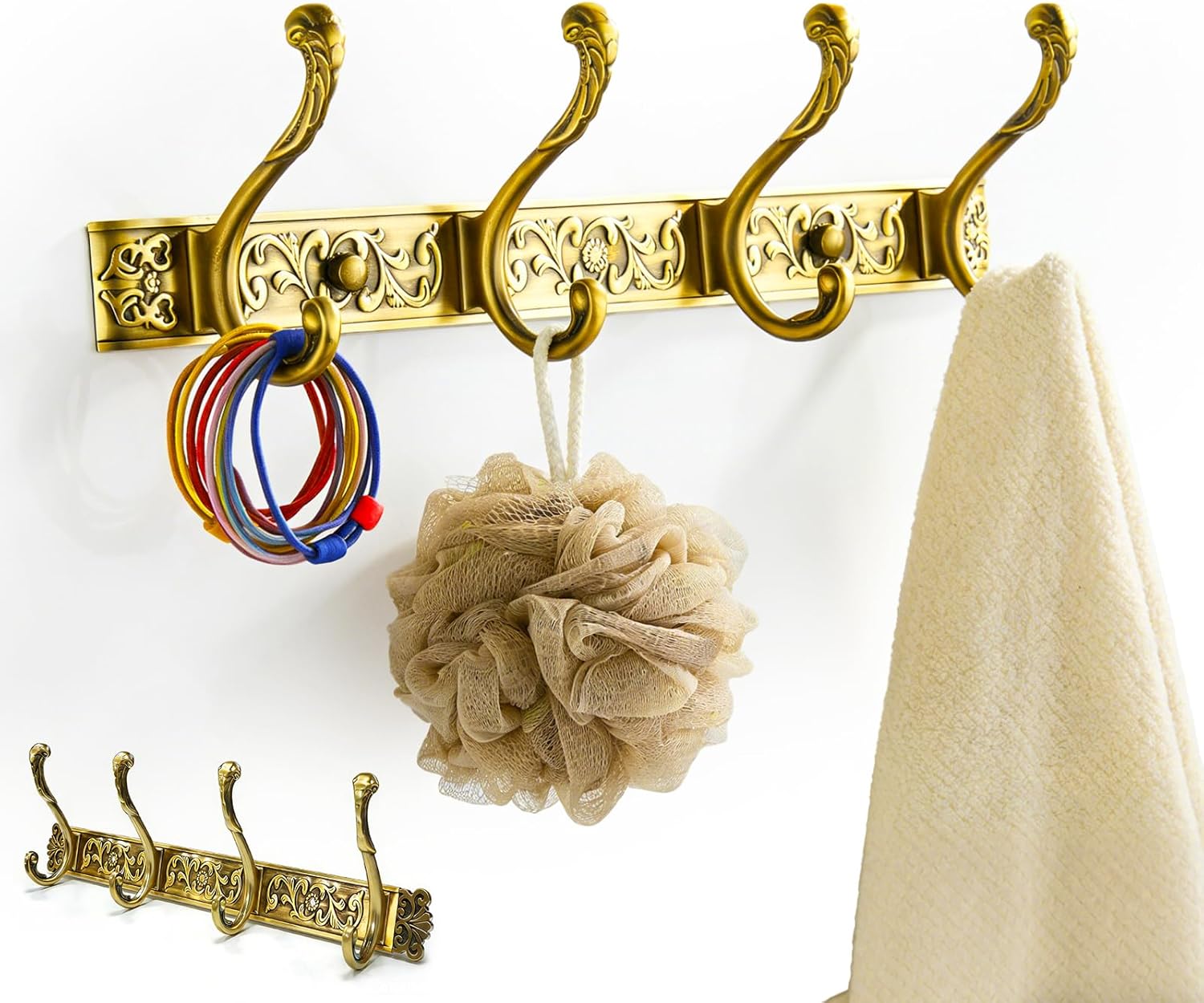 2pc Vintage Wall Mounted Coat Rack with Hooks, Heavy Duty Antique Coat Hooks Wall Mount for Bathroom Entryway Clothes Towel Hanging