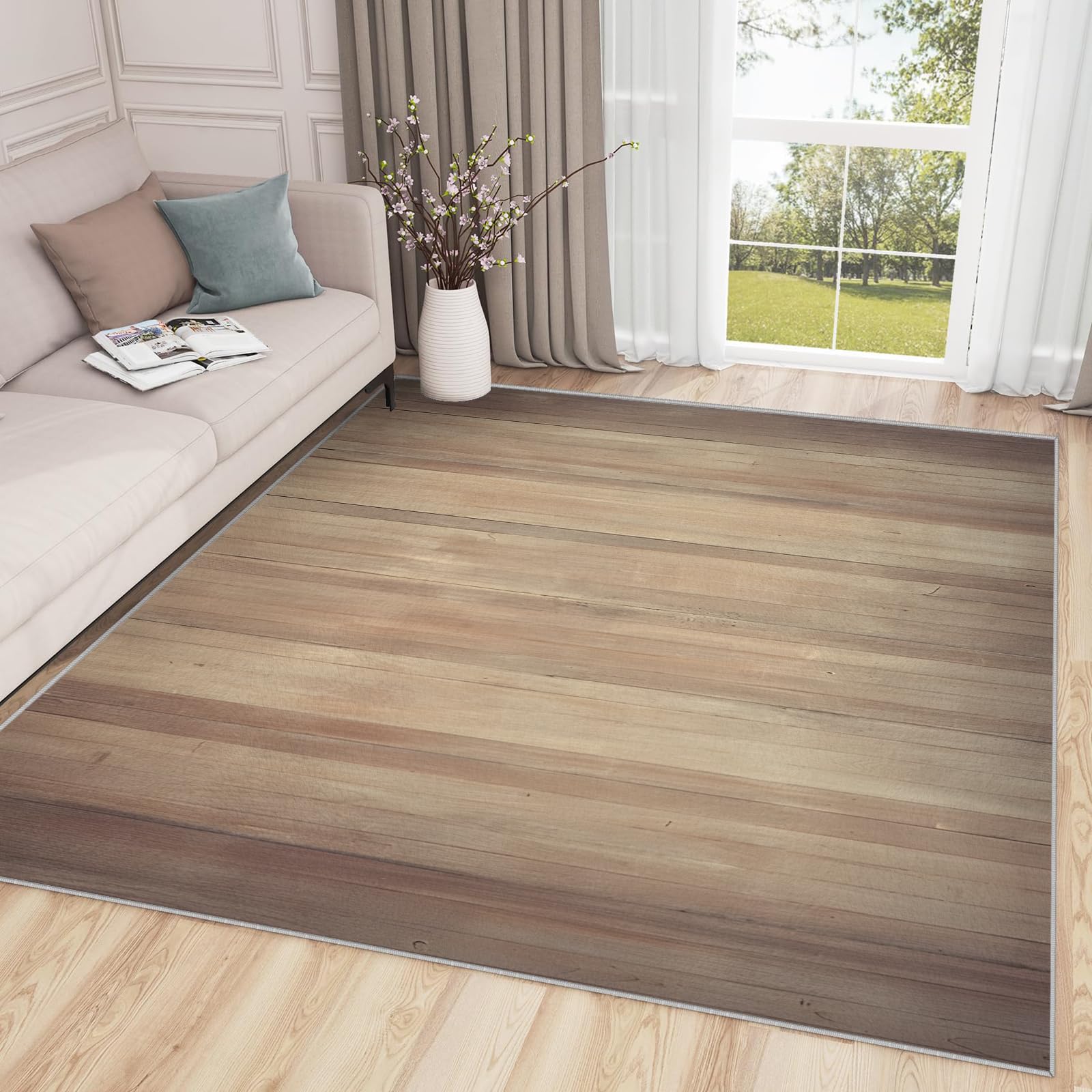 Tapis de sol absorbant grand format pour protéger le parquet du salon