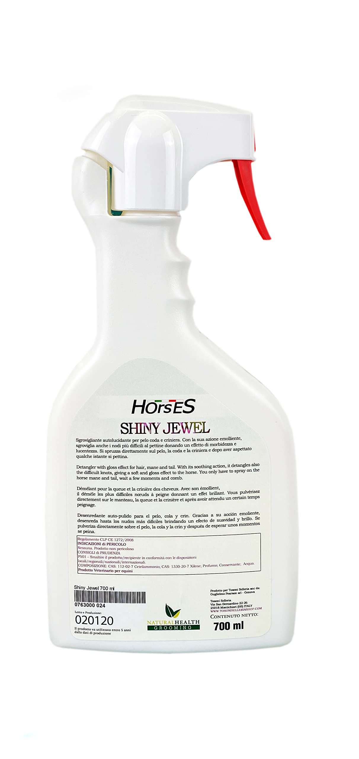 Horses, Desenredante autolucidante, brillante Jewel, efecto Gloss, spray listo para usar, desenrolla incluso los nudos más difíciles, da brillo al pelo, formato de 700 ml