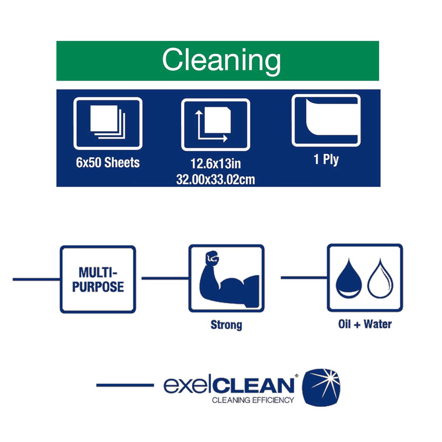 Tork Heavy Duty Cleaning Cloth White , 1/4 Folded, 6 x 50 Cloths, 5301505