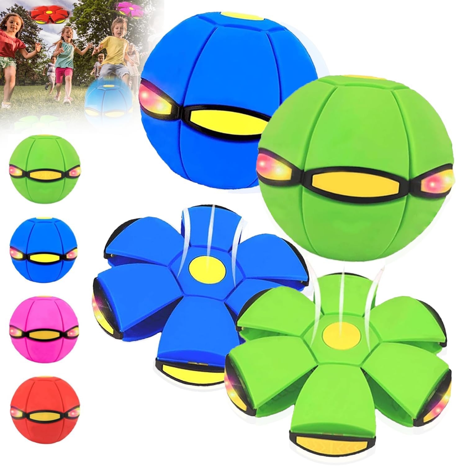 Magic Bouncing Ball, 2025 New Magic 2-in-1 Bouncing Ball Toddlers, Dual Form Freely Switchable, with 6 Light, Suitable for Indoor & Outdoor Use