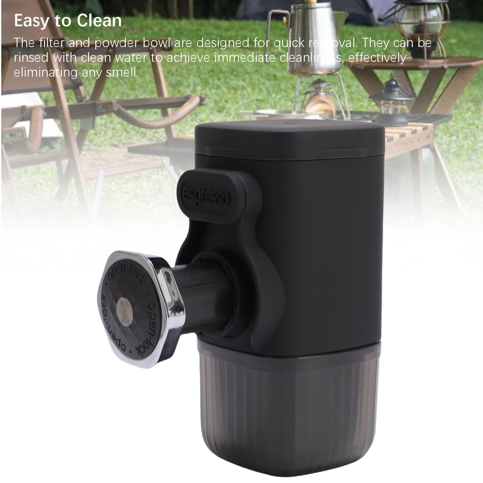 Cafetera Espresso Manual, Cafetera Portátil de 9 a 15 Bar de Presión con Botella de Agua de 100 Ml, Ideal para Casa, Oficina, Camping, Viajes, Compatible con café Molido y Cápsulas (BLACK)
