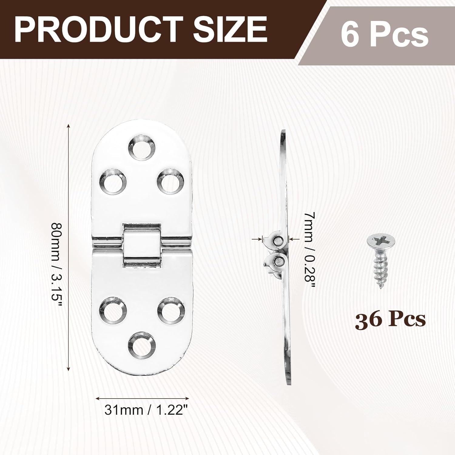 uxcell 隠し折りたたみテーブルヒンジ 6個 3.1インチ x 1.2インチ 亜鉛合金フラットヒンジ 180度家具ヒンジ 木製テ