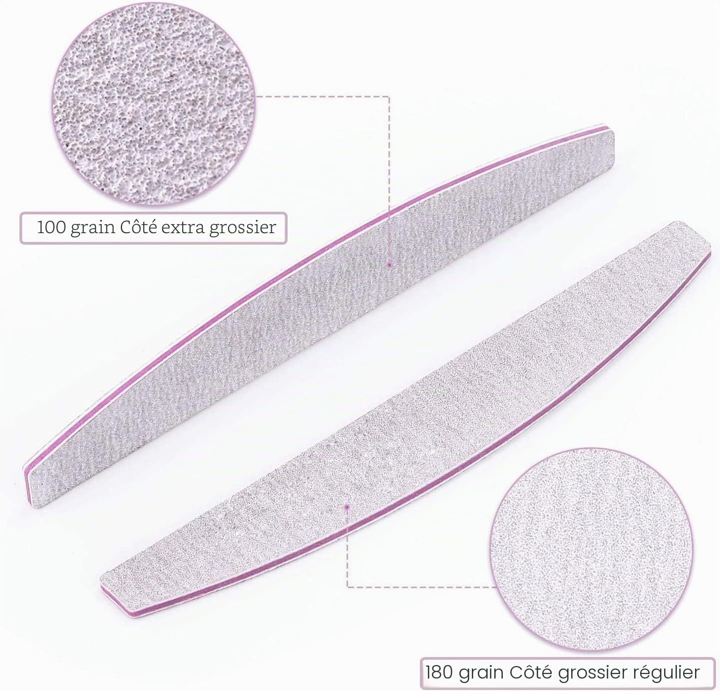 Lot de 10 Limes à Ongles,lime a ongles 100/180 double face lavable,Limes a ongles professionnelle,être Réutilisé Plusieurs Fois,pour Manucure Cosmétique,Animaux Domestiques,Maison(Gris)