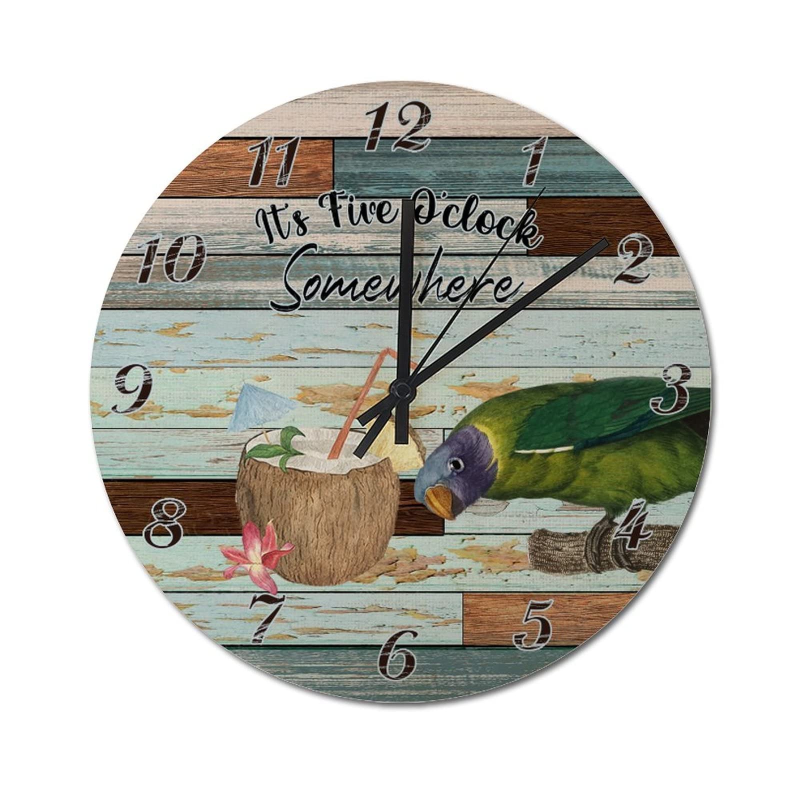 Horloge murale perroquet pour deco cuisine et salon exotique