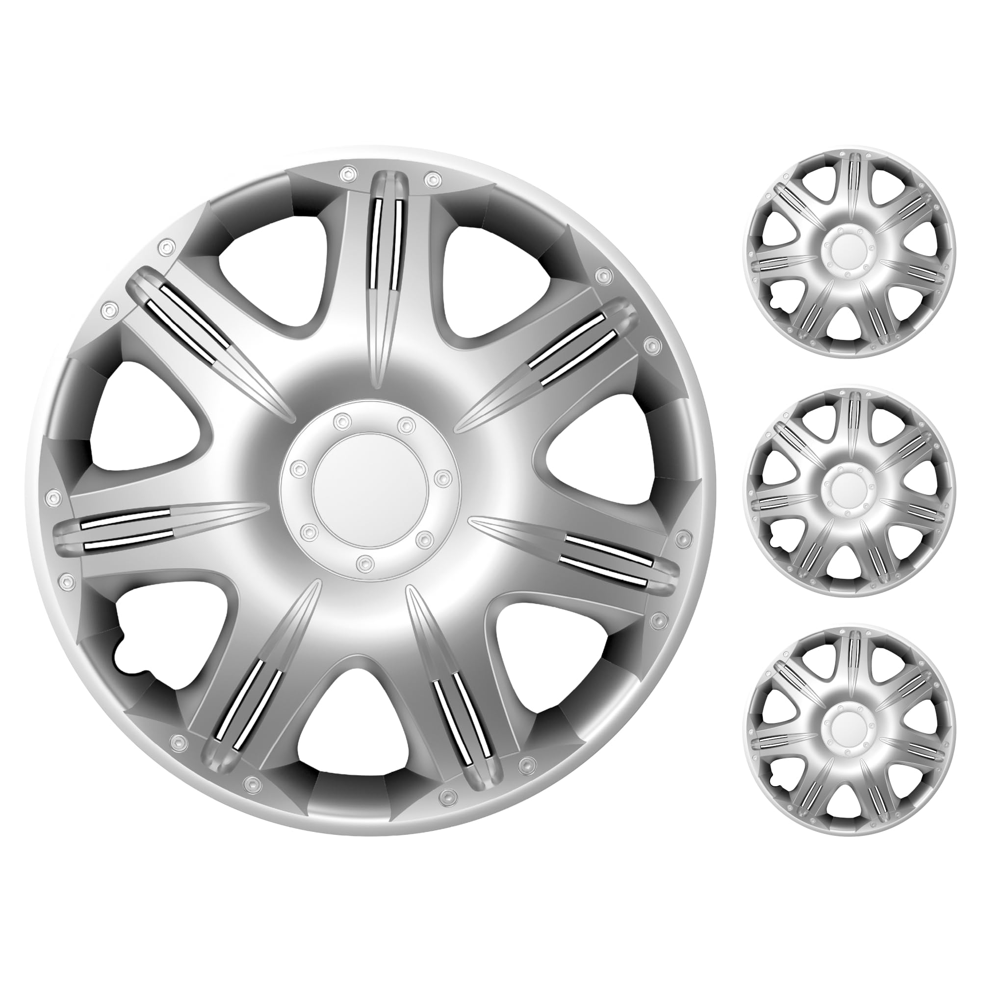 M MOTOS Set di 4 Copricerchi 16 pollici - Eliminate i graffi con questi copriruota flessibili e leggeri da 16 pollici. Facili da installare, non richiedono attrezzi e proteggono dallo sbiadimento!