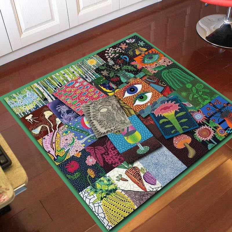 Tapis carré de chambre doux et floral pour le chevet