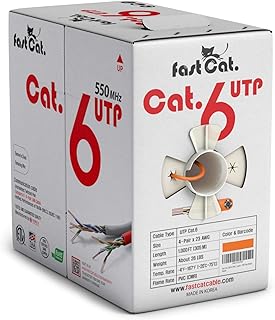 fast Cat. Cat6 Ethernet Cable 1000ft - 23 AWG, CMR, Insulated Solid Bare Copper Wire Internet Cable with Noise Reducing Cross Separator - 550MHZ / 10 Gigabit Speed UTP LAN Cable 1000 ft - CMR (Orange)