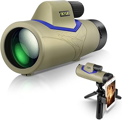 Monocular Telescope, HD Monocular Scope for Adults, 12X50 High Power Telescope with Smartphone/Holder/Tripod, Waterproof Monocular for Bird Watching Wildlife Camping Hunting(Yellow)