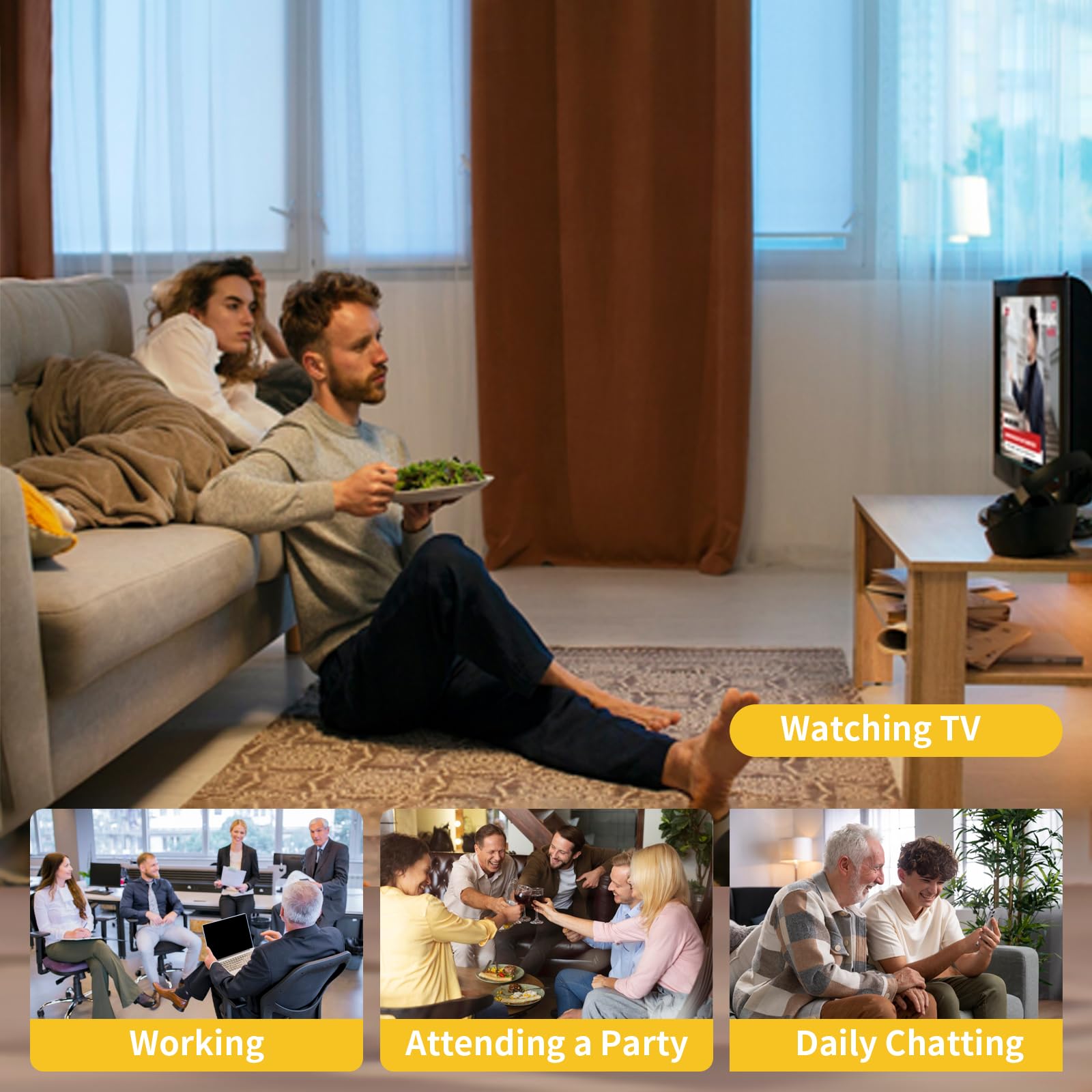 Dispositivo sonoro ricaricabile per adulti, con riduzione intelligente del rumore a 4 modalità, chip a 16 canali e regolazione del volume a 8 livelli, comfortevole e leggero (2, Beige)