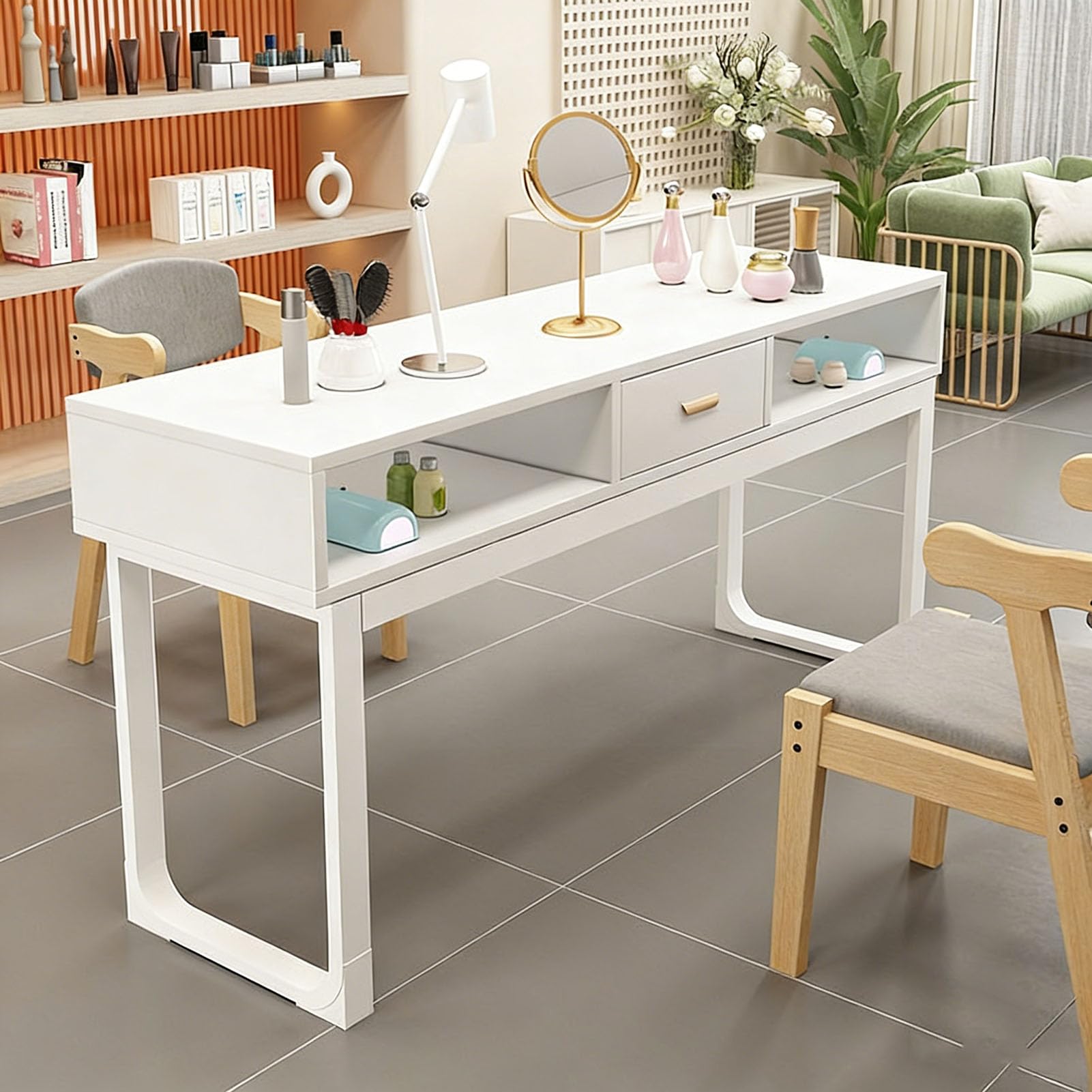 Mesa de manicura de madera para solucionar la falta de espacio y orden