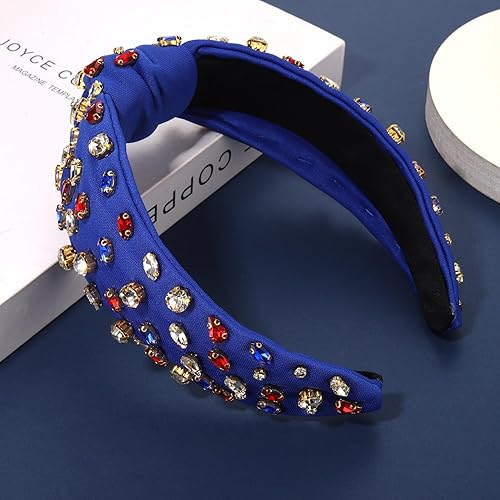 Vista 147 de NVENF Diademas anudadas con diamantes de imitación para mujer, diademas con cuentas de cristal, diadema con nudo superior, diademas de moda