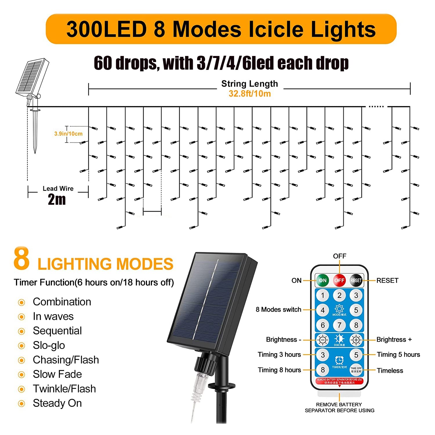 Catena Luminosa Esterno Solare,Luci Natale Esterno Cascata 10M 300LED Luci Giardino Luce da esterno Impermeabile con Telecomando per Festival,Matrimoni,Feste,Giardini,Terrazze (Blu)