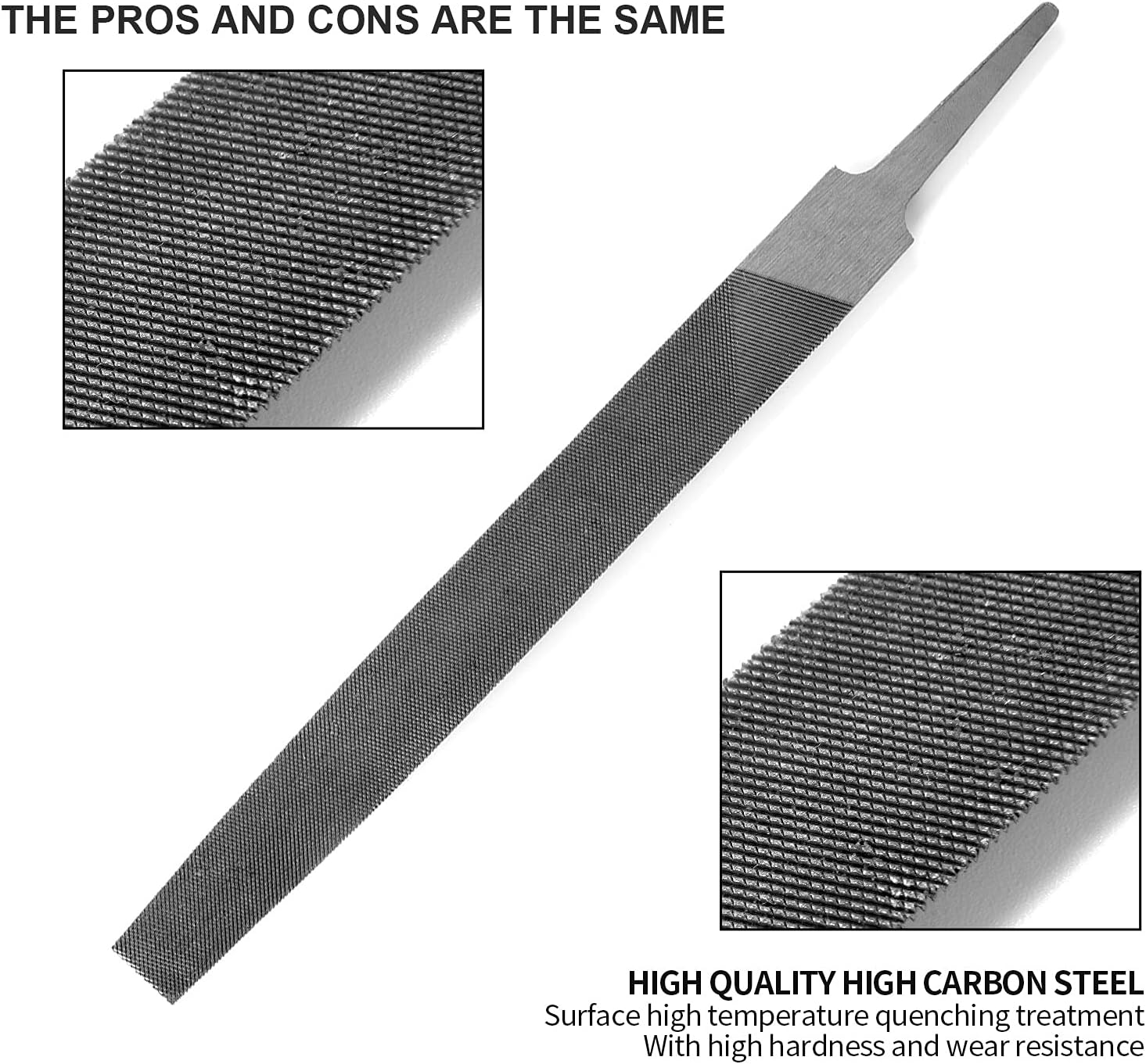6-inch Flat Medium Cut File, Double Cut Teeth, High Carbon Steel, Single Hand File Without Handle, Suitable for Shaping Metal, Wood, etc.