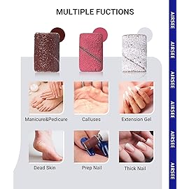 AIRSEE Sanding Bands for Electric Nail Drill 100 Piece Set 120 Grit Coarse Acrylic File Attachments Professional Sander 1 Mandrel Bit Beauty Salon Accessories Manicure and Pedicure Finger Callus Brown