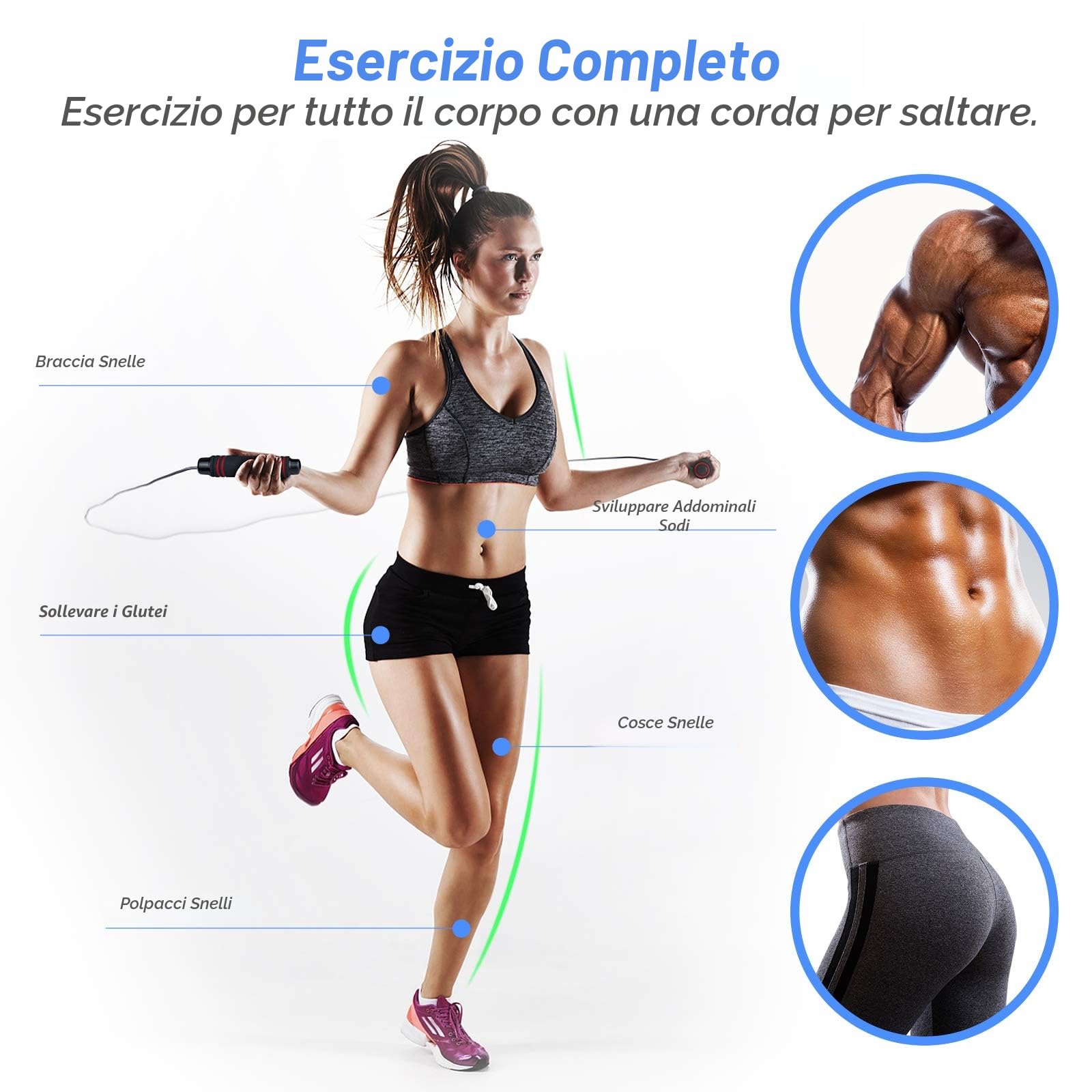 Blukar Corda per Saltare Professionale, Speed Corda di Salto Regolabile con Manico in Schiuma Morbida, Regolatore di Lunghezza, Jumping Rope per Fitness, Boxe, Perdere Peso, Sport
