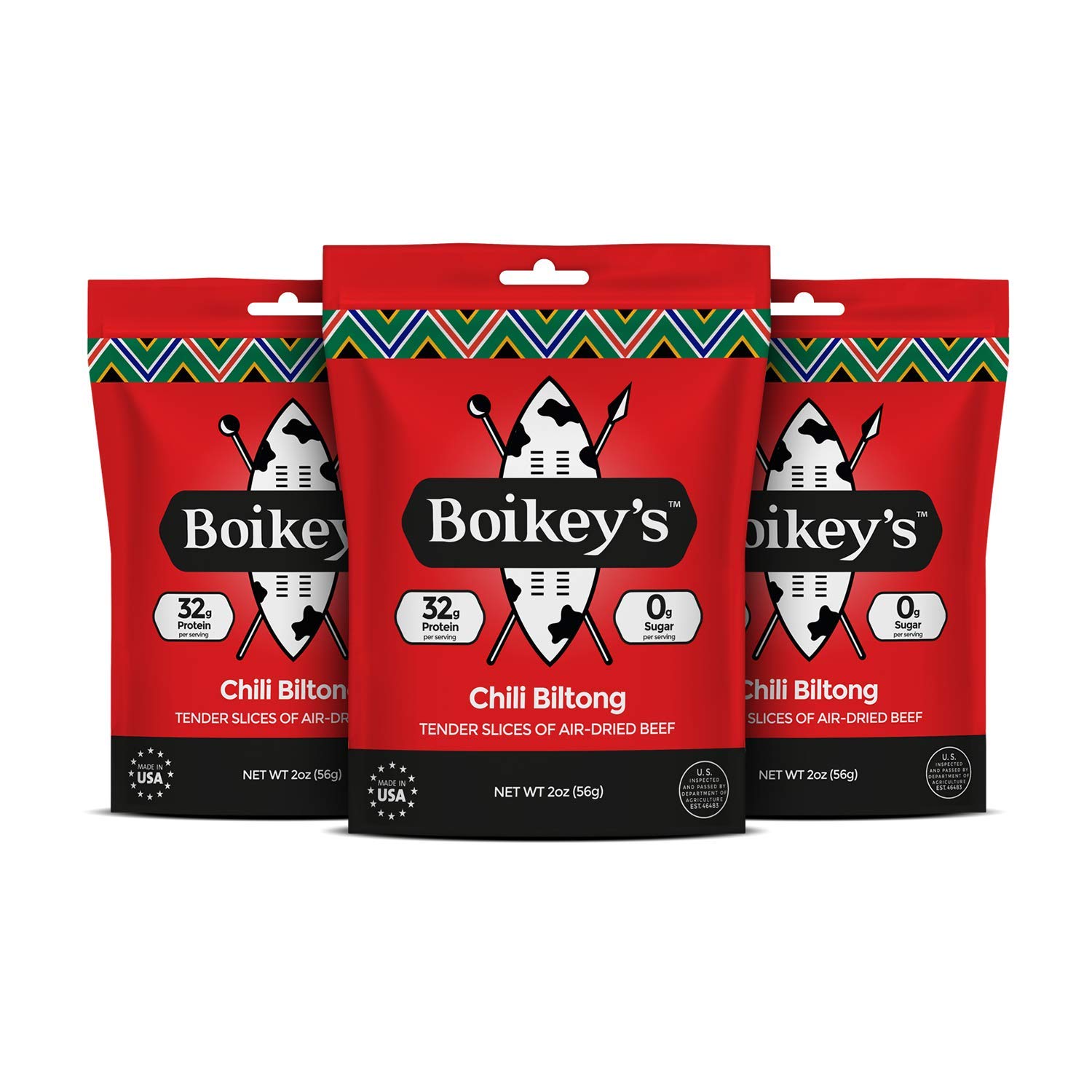 Boikeys Biltong South African Style Beef Jerky - Traditional Flavor - Gluten Free - Zero Sugar Keto Friendly - 16g Protein - Premium Round Roast Beef Cuts - Naturally Cured - 2 oz (3 Pack)