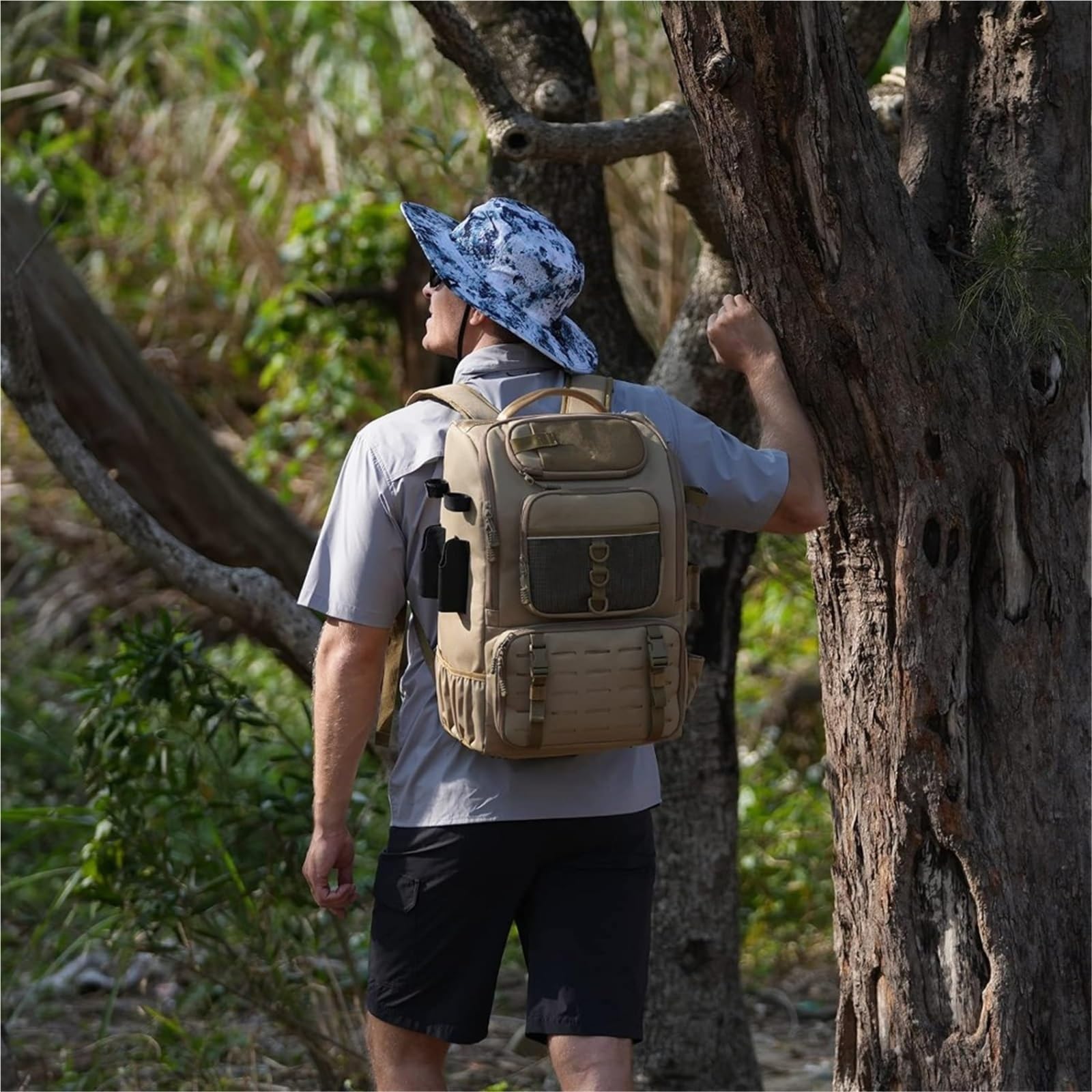 Angeltasche Angelgerät-Rucksack mit Rutenhaltern, 4 Angelkästen, Sporttasche, 40 l Angeltasche, Aufbewahrung von Angelausrüstung und Ausrüstungstaschen, Sling FüR AngelausrüStung