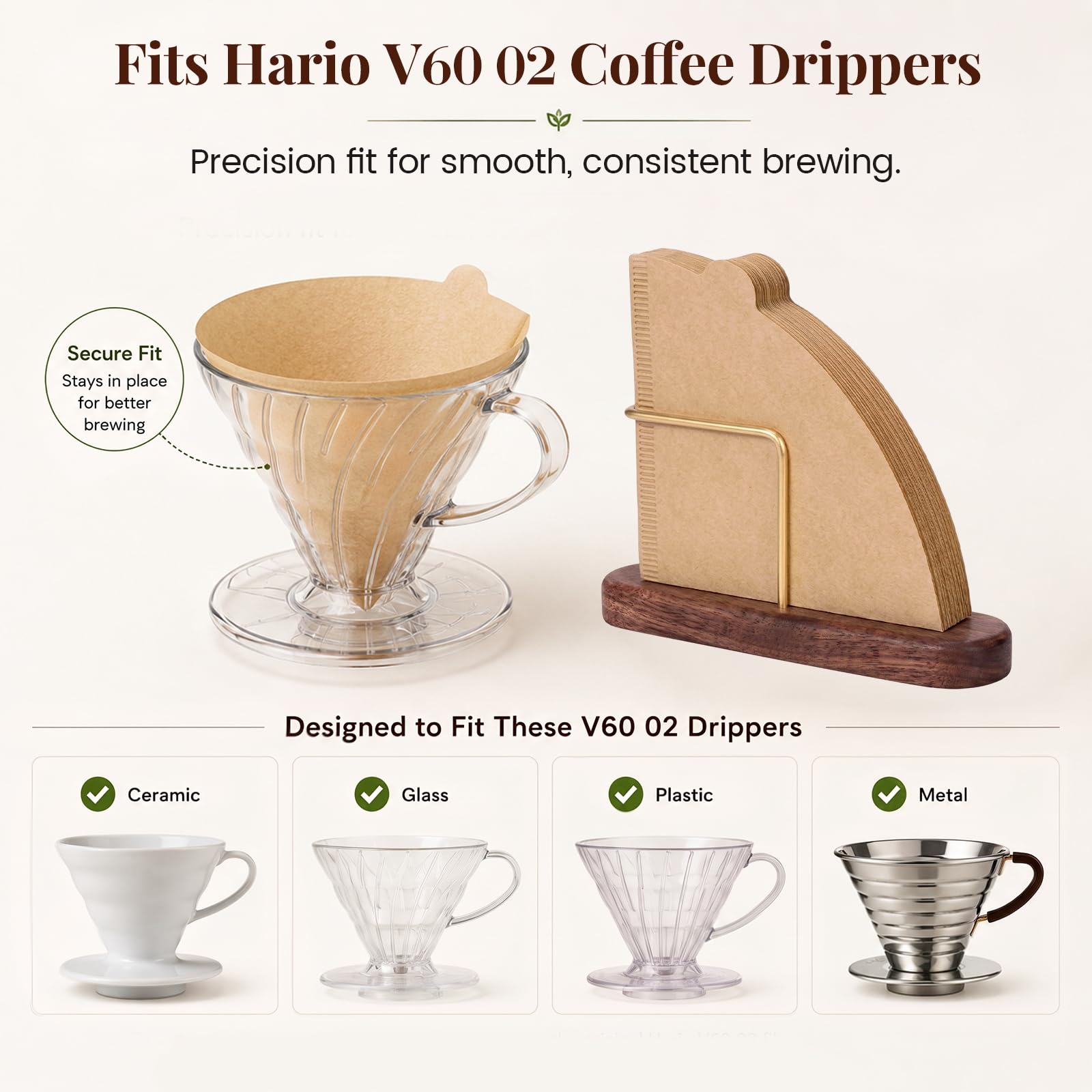 Niveaya 200 filtros de café de cono, tamaño 02, filtro de café de papel natural sin blanquear, filtros de cono desechables para verter y cafetera de goteo (2-4 tazas)