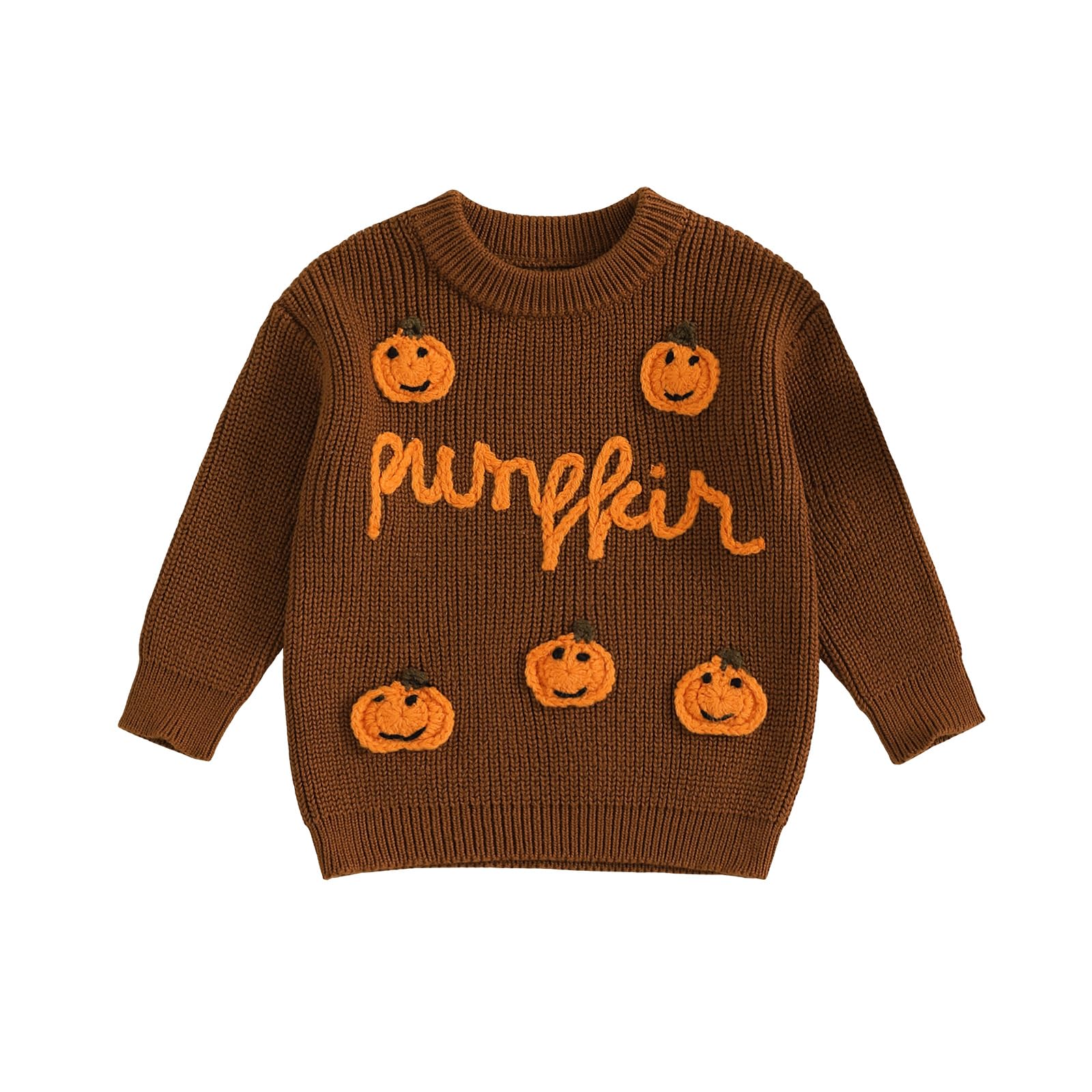LSFYSZD Toddler Baby Girls Boys Halloween Pumpkin Sweaters Long Sleeve Crew Neck Winter Warm Knitwear Pullover Jumpers Top — view 150