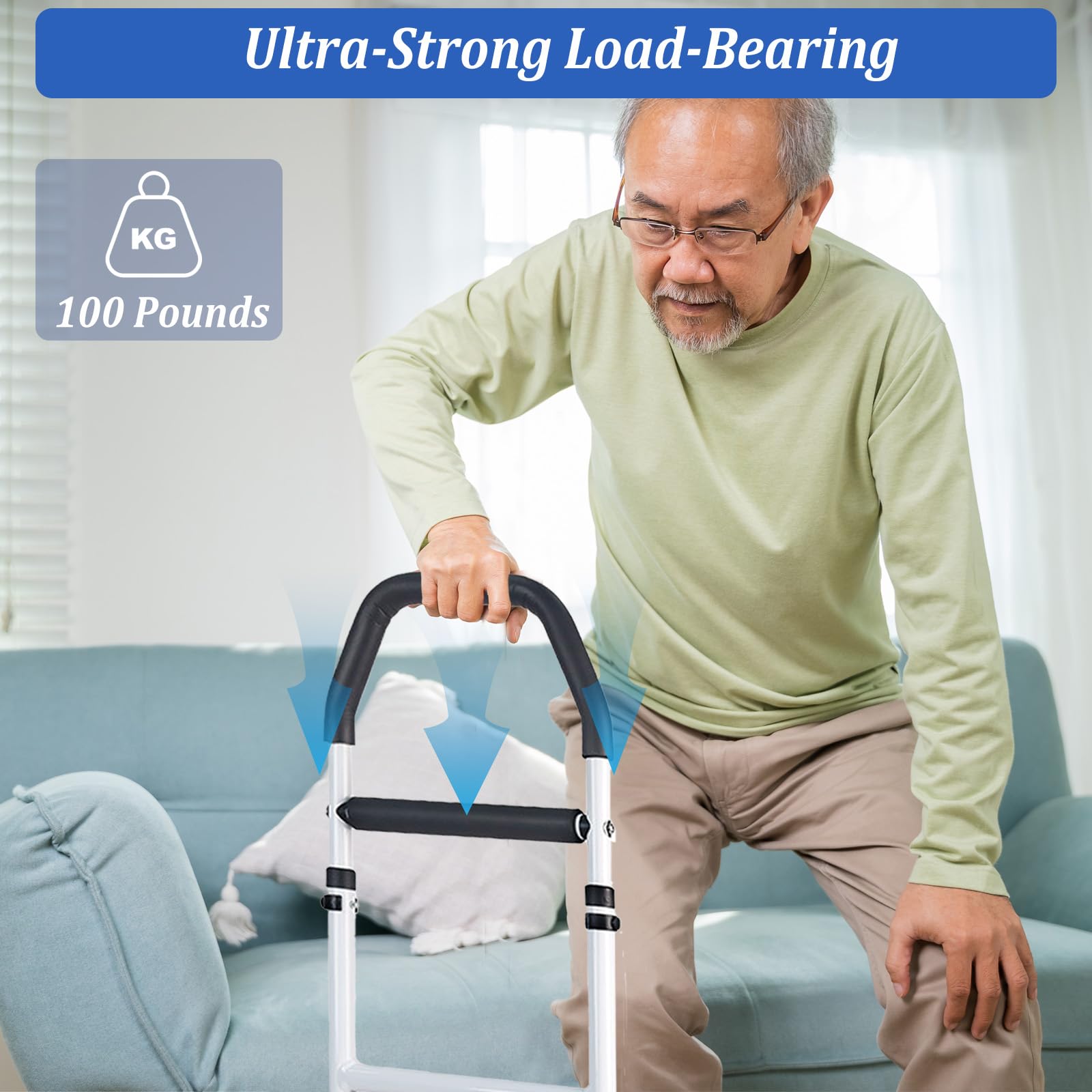 Ayuda para Levantarse para Personas Mayores, con Almohadillas Antideslizantes, Altura Regulable, Ayuda para Levantarse de la Cama, Sofá, Inodoro (Almohadillas con Ventosas)