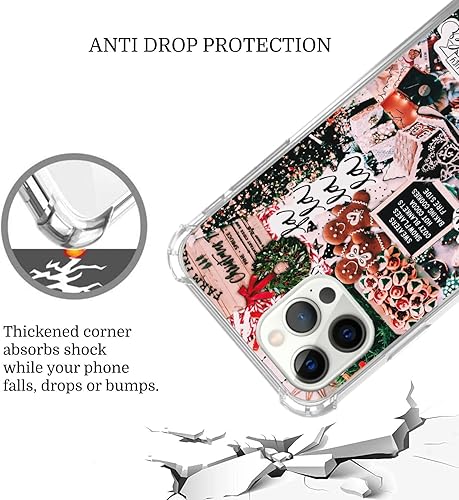 Miniatura 3 de Funda de collage de Navidad de invierno para iPhone 15 Pro Max, diseño retro estético de Navidad de pan de jengibre y árbol para niñas, mujeres y