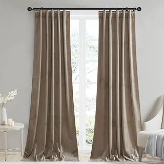 StangH Taupe Velvet Curtains Luxury for Living Room, W42 x L96, 2 Panels