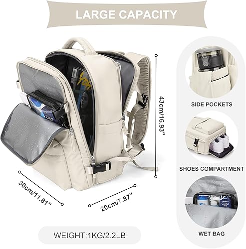 Miniatura 2 de coowoz Mochila de mano para mujeres y hombres, mochila de viaje aprobada por aerolíneas, mochila deportiva para laptop, B-Café, Mochila